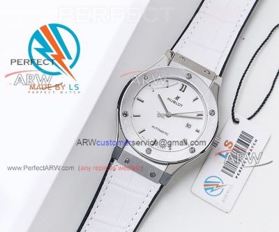 Perfect Replica Replica Hublot Classic Fusion White Dial Leather Strap Automatic Watch 45mm